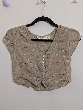 Le Chateau Green Crop Top Blouse Size S